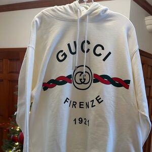 Men’s Gucci FIRENZE 1921 cotton hoodie interlocking G/web striped size XL
